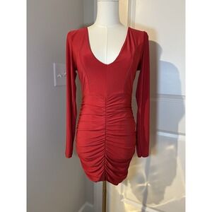 Pretty Little Thing Women's Red Riches Mini Dress Long Sleeve Size 6